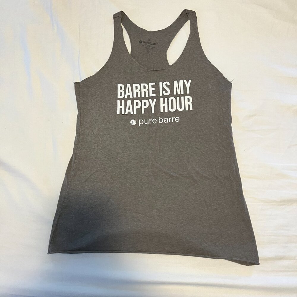 Pure Barre Gray Tank "Barre Is My Happy Hour"